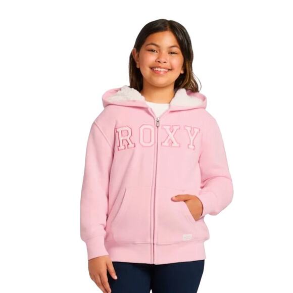 Roxy Girls Hoodie Sweatshirt Lined Sherpa Pink Size Small NWT - Picture 8 of 10